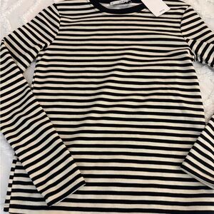 Mango Black and Cream Striped Top
